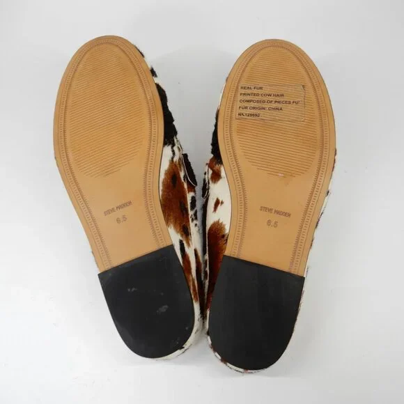 Steve Madden Rafe Penny Loafer MULES Slip On Size 6.5 Brown Cow Calf Hair EUC - Picture 15 of 16